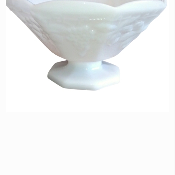 White Milk Glass Compote and Divided Dish - Picture 2 of 16